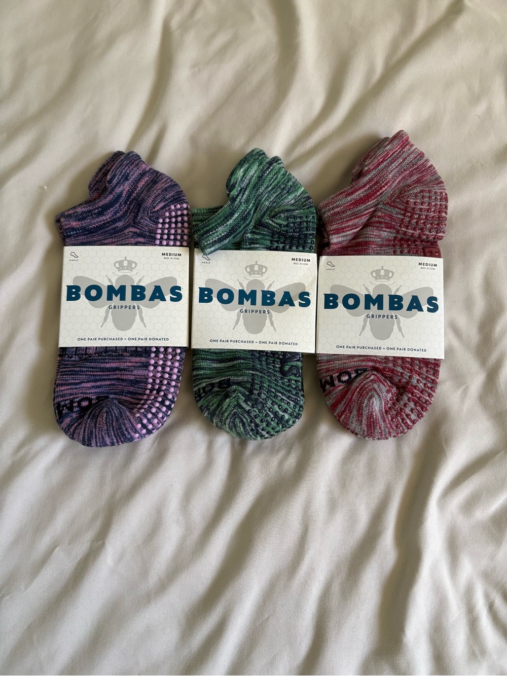 Bombas ankle gripper socks pack of 3